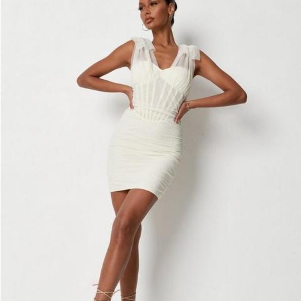 Missguided Cream Mesh Corset Dress